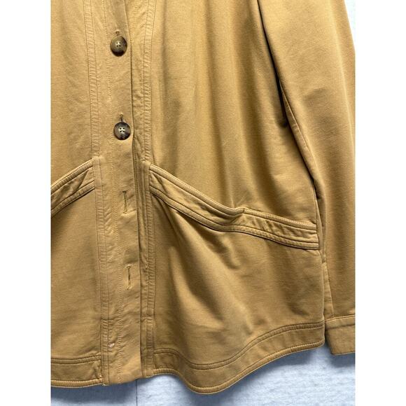 J Jill Tan Brown Women Knit Spandex Cotton Blazer Size S Oversized EUC - Picture 3 of 9